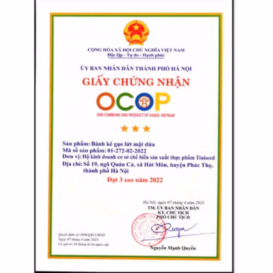 Bánh kê gạo lứt mật dừa Tiniseed