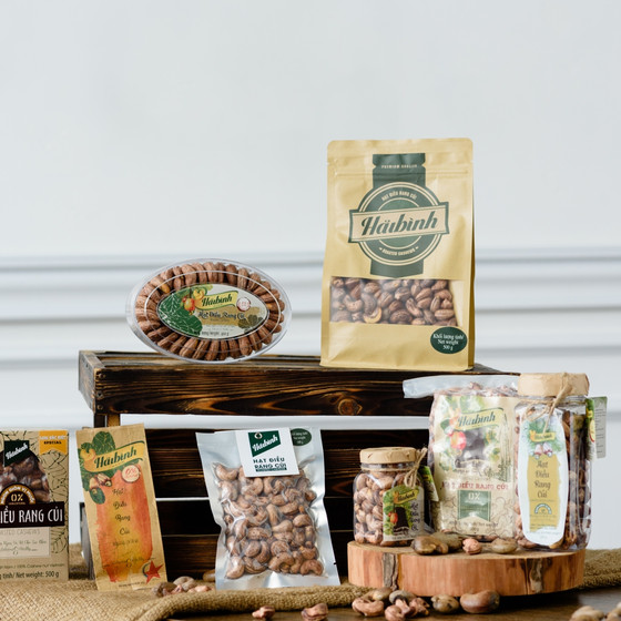 Bộ sản phẩm hạt điều rang củi Hải Bình