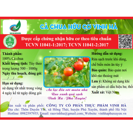 Cà chua hữu cơ Vinh Hà