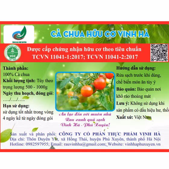 Cà chua hữu cơ Vinh Hà