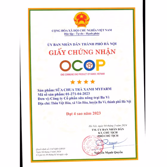 Sữa chua trà xanh Myfarm