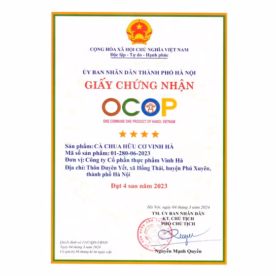 Cà chua hữu cơ Vinh Hà