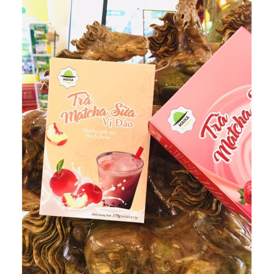 Trà matcha sữa vị đào - Maika Food