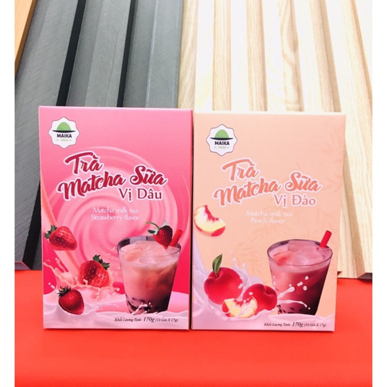 Trà matcha sữa vị đào - Maika Food