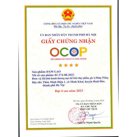 Dấm gạo Hùng Thắng 