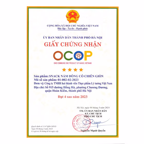 Snack nấm đông cô chiên giòn