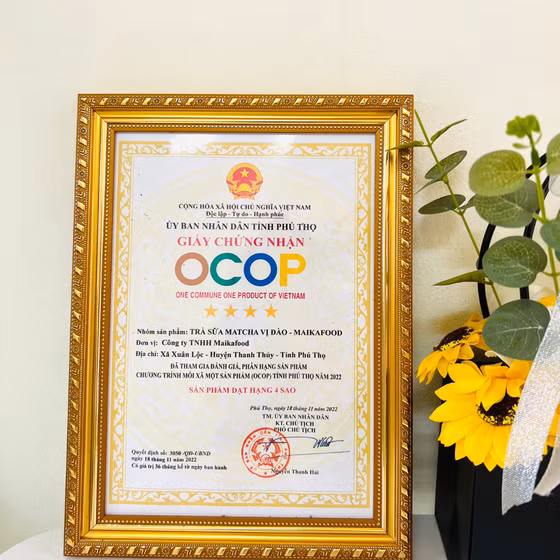 Trà matcha sữa vị đào - Maika Food