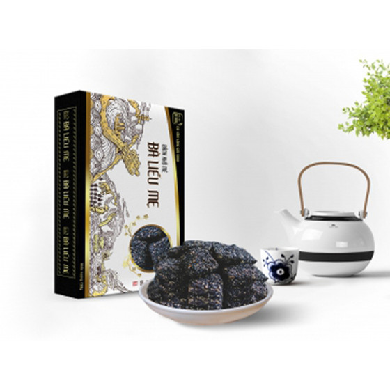 Bánh khô mè đen Bà Liễu Mẹ hộp 250g (gạo lứt)