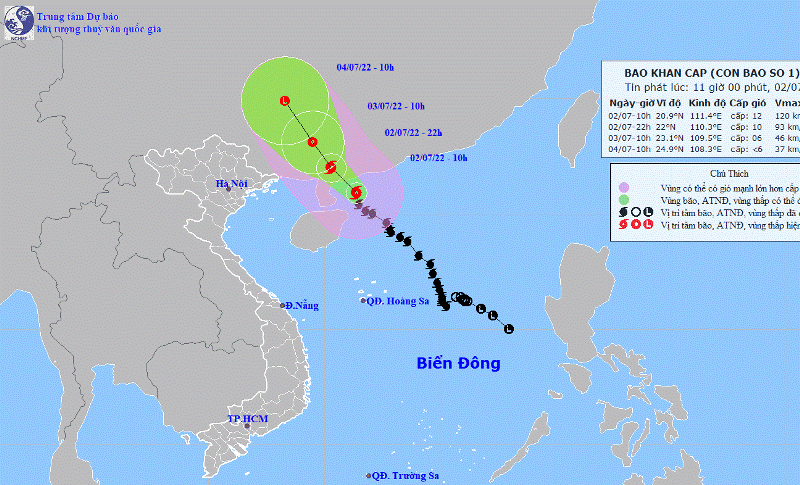 Do ảnh hưởng của rìa phía Tây bão số 1, tại trạm đảo Bạch Long Vỹ đã quan trắc được gió mạnh cấp 6, giật cấp 7. (Nguồn: nchmf.gov.vn)