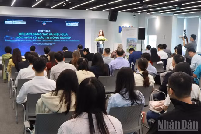 Hội thảo “Đổi mới sáng tạo và hiệu quả: Góc nhìn từ đầu tư nông nghiệp” sáng 28/10, tại Hà Nội.