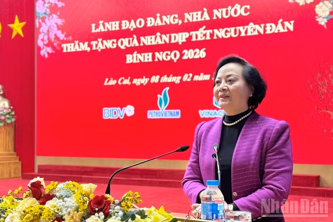 Phó Thủ tướng Phạm Thị Thanh Trà chúc Tết Đảng bộ, nhân dân tỉnh Lào Cai. (Ảnh: THANH SƠN)