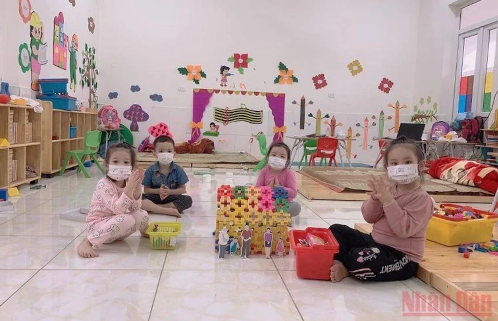 Một phòng học mẫu giáo của Trường mầm non Tiền Châu, thành phố Phúc Yên, Vĩnh Phúc. (Ảnh: HÀ HỒNG HÀ) 