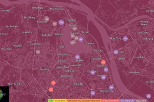 Chỉ số AQI đo được tại Quảng Khánh, Quảng An (Tây Hồ, Hà Nội) lên tới mức 557 - mức nguy hiểm cho sức khỏe con người. (Ảnh: nhandan.vn)