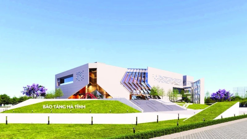 Phối cảnh mặt chính công trình Bảo tàng Hà Tĩnh.