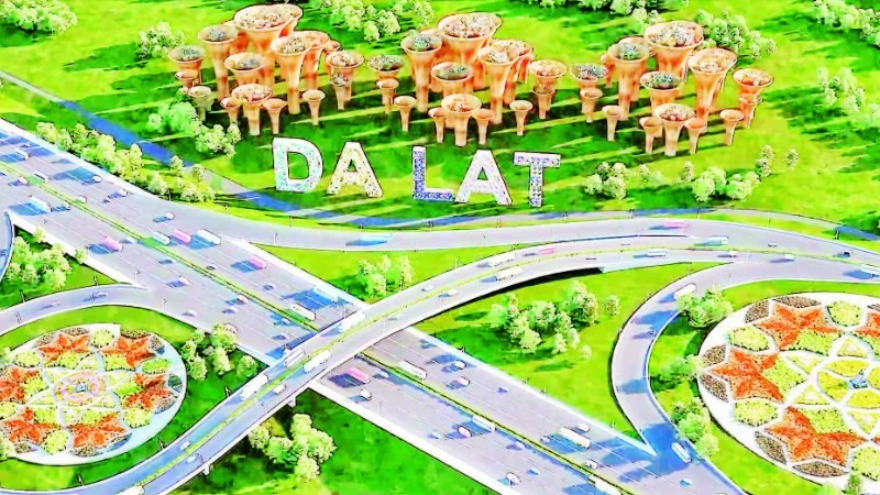 Phối cảnh điểm giao trên tuyến cao tốc Bảo Lộc-Liên Khương.