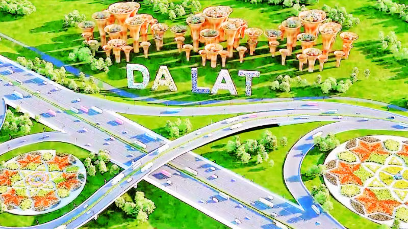 Phối cảnh điểm giao trên tuyến cao tốc Bảo Lộc-Liên Khương.