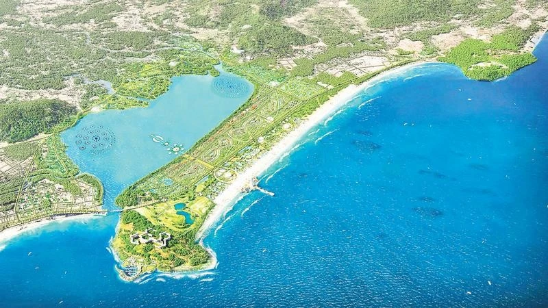 Phối cảnh tổng thể Khu đô thị, dịch vụ du lịch nổi tại đầm Đề Gi.