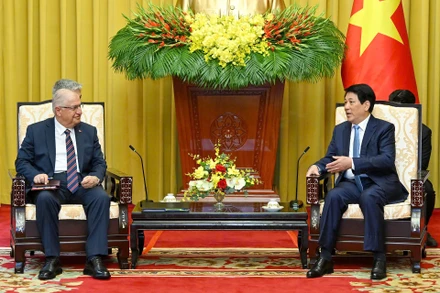 Chủ tịch nước Lương Cường tiếp Bộ trưởng Quốc phòng Thổ Nhĩ Kỳ. (Ảnh: Thủy Nguyên)