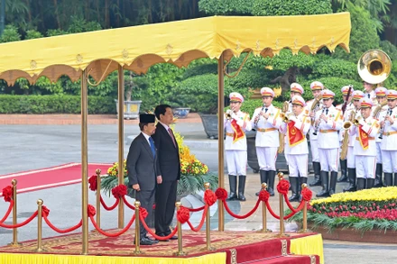 Chủ tịch nước Lương Cường chủ trì lễ đón Quốc vương Brunei thăm cấp Nhà nước tới Việt Nam. (Ảnh: Thủy Nguyên)