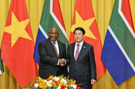 Chủ tịch nước Lương Cường hội đàm với Tổng thống Nam Phi Matamela Cyril Ramaphosa (Ảnh: Thủy Nguyên)