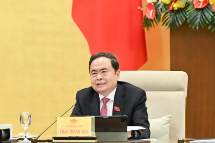 Chủ tịch Quốc hội Trần Thanh Mẫn phát biểu tại phiên họp. (Ảnh: DUY LINH)