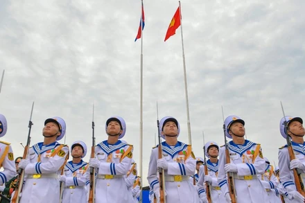 Đội danh dự tại buổi lễ tổng duyệt.