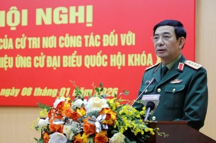 Đại tướng Phan Văn Giang phát biểu tại hội nghị.