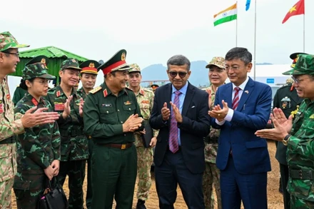 Các đại biểu tại diễn tập song phương Việt Nam-Ấn Độ về Gìn giữ hòa bình Liên hợp quốc năm 2025.