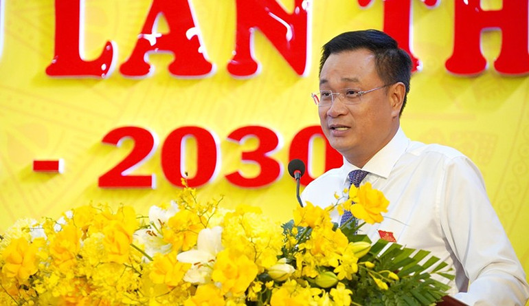 Bí thư Tỉnh ủy Quảng Trị Lê Ngọc Quang phát biểu chỉ đạo tại đại hội. aq1.jpg