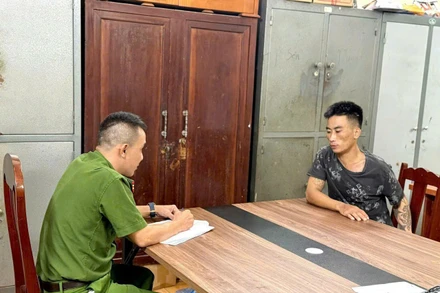 Đối tượng Mai Đức Giang tại Cơ quan Công an.