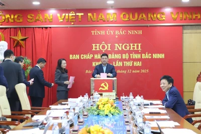 Các đại biểu bỏ phiếu bầu chức danh Phó Bí thư Tỉnh ủy Bắc Ninh.