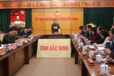 Đại tướng Lương Tam Quang, Ủy viên Bộ Chính trị, Bộ trưởng Công an chủ trì buổi làm việc với tỉnh Bắc Ninh.