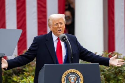 Tổng thống Mỹ Donald Trump phát biểu tại Nhà Trắng, Washington, D.C. (Ảnh: THX/TTXVN)