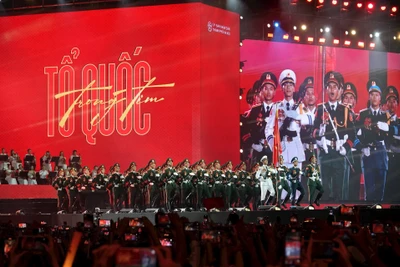 50 nghìn khán giả của chương trình nghệ thuật chính luận "Tổ quốc trong tim" xúc động dâng trào niềm tự hào và tình yêu Tổ quốc. (Ảnh Mạnh Trường)