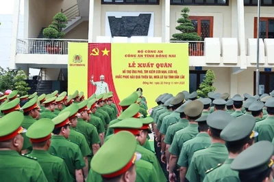 Quang cảnh buổi xuất quân của Công an tỉnh Đồng Nai.