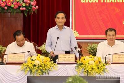 Bí thư Thành ủy Thành phố Hồ Chí Minh Trần Lưu Quang phát biểu tại buổi làm việc.