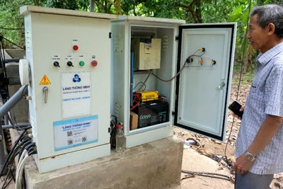 Mô hình “Làng thông minh” ứng dụng Hệ thống quan trắc môi trường hỗ trợ nông dân trong sản xuất nông nghiệp. (Ảnh: MỸ NHÂN)