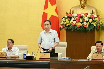 Chủ tịch Quốc hội Trần Thanh Mẫn phát biểu khai mạc phiên họp. (Ảnh DUY LINH)