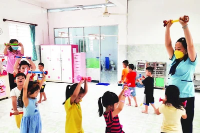 Giờ học của học sinh Trường mầm non Tuổi thơ 7, phường Xuân Hòa, Thành phố Hồ Chí Minh.