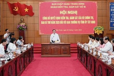 Đoàn kiểm tra, giám sát số 19 của Bộ Chính trị, Ban Bí thư tổ chức hội nghị công bố quyết định giám sát năm 2026 Ban Thường vụ Tỉnh ủy Tây Ninh.