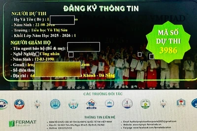 Thông tin người dân đăng ký cho con “Thi toán Timo”. (Ảnh: Công an cung cấp)