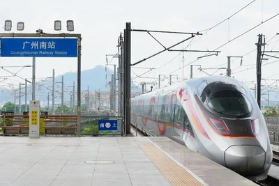 Ga Quảng Châu Nam ở tỉnh Quảng Đông, Trung Quốc. (Ảnh: Tân Hoa xã)