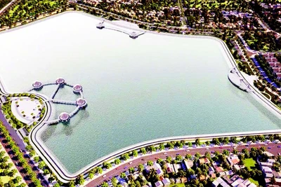 Phối cảnh hồ điều hòa Cự Khối, phường Long Biên.