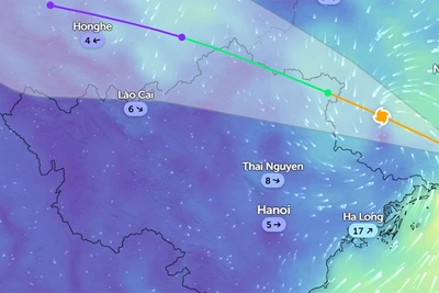 Vị trí áp thấp nhiệt đới lúc 8 giờ 20 phút ngày 6/10. (Ảnh: Zoom Earth)