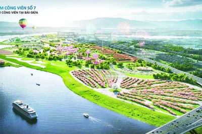 Phối cảnh về đề xuất quy hoạch Cụm công viên số 7 tại Bãi Giữa sông Hồng