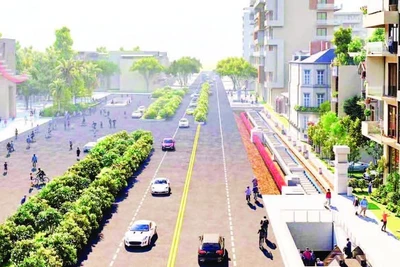 Phối cảnh tuyến Metro số 2 Bến Thành-Tham Lương đoạn qua Công viên Lê Thị Riêng. (Ảnh MAUR)