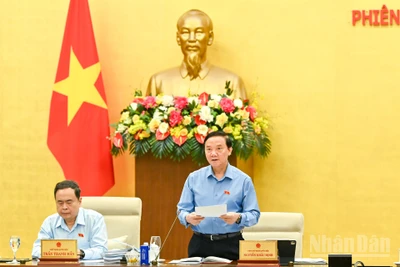 Phó Chủ tịch Quốc hội Nguyễn Khắc Định điều hành nội dung thảo luận sáng 3/6. (Ảnh: DUY LINH)