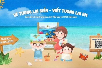 Cuộc thi vẽ tranh với chủ đề “Vẽ tương lai biển – Viết tương lai em” lan tỏa thông điệp bảo vệ môi trường biển trong cộng đồng. 