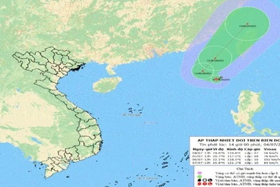 Bản đồ dự báo áp thấp nhiệt đới.