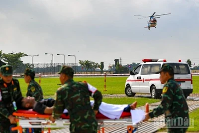 Diễn tập quân y Việt Nam-Campuchia 2025. (Ảnh: Báo Nhân Dân).